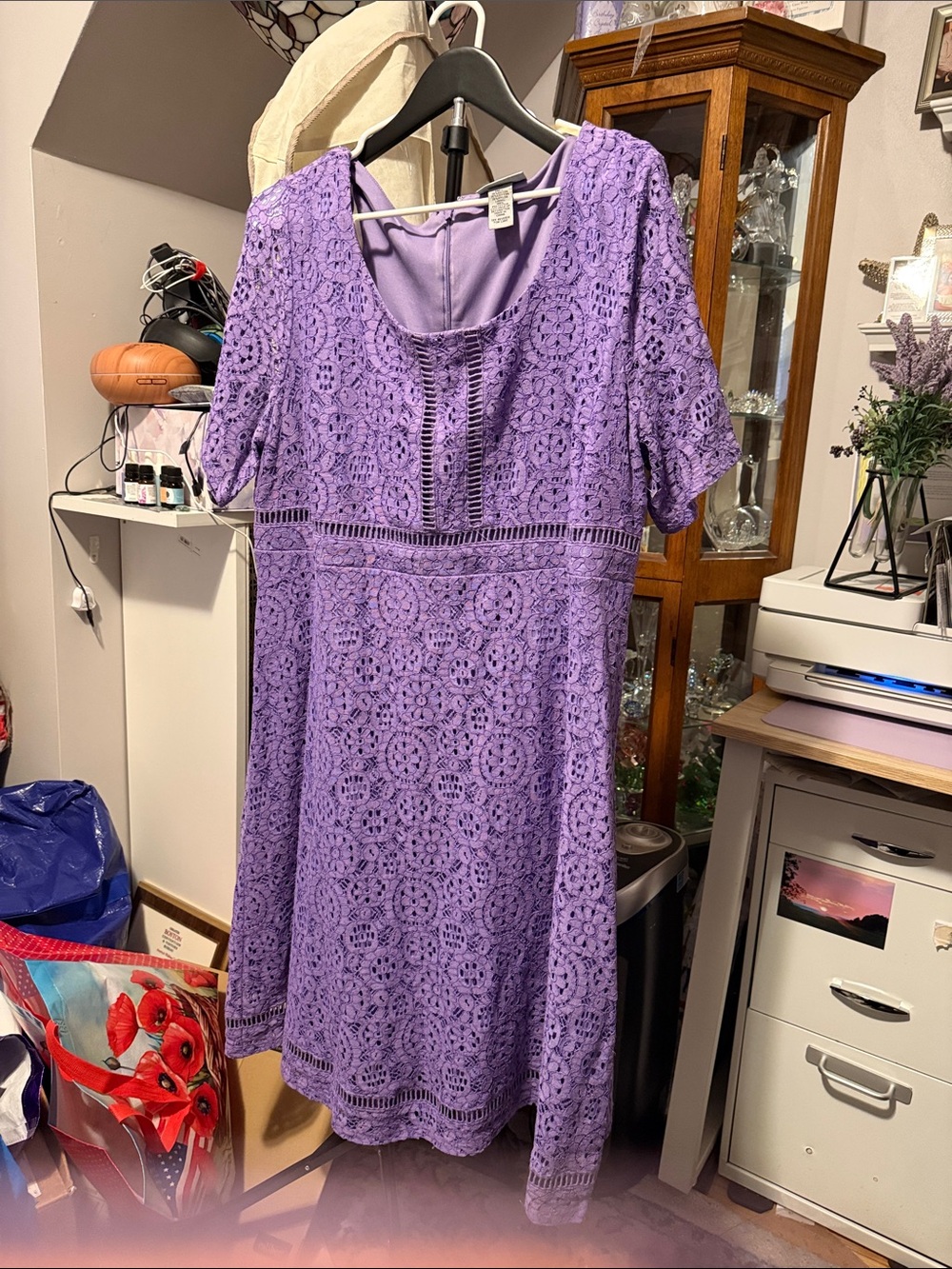 Catherines Lavender Crochet Lace Midi Dress